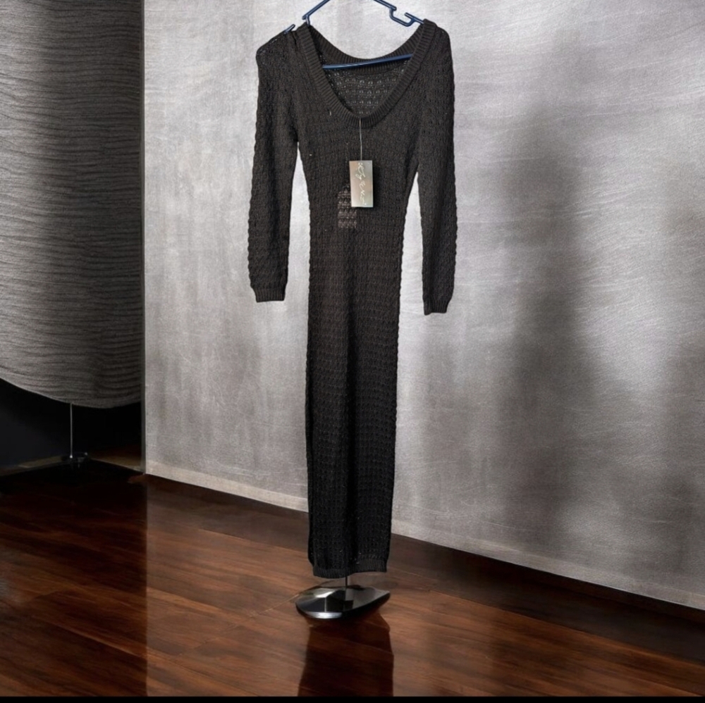 Say What? Black Knit Maxi Dress